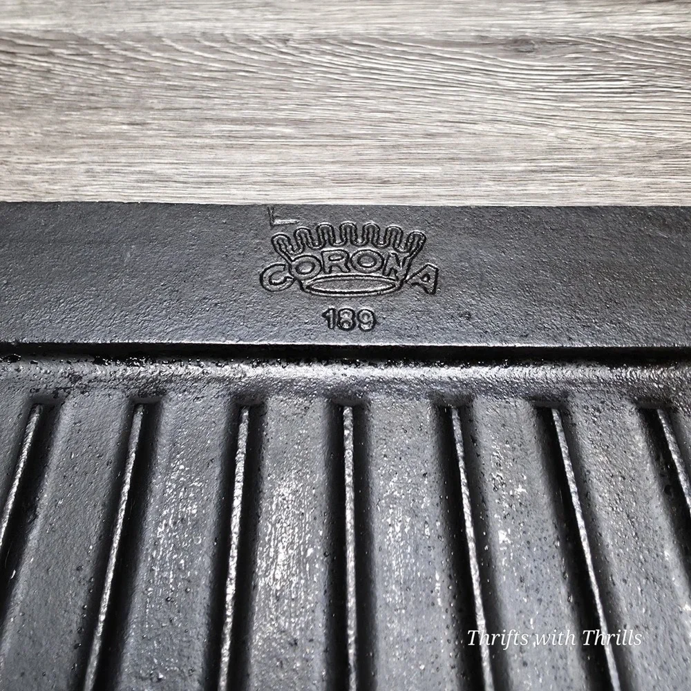 Corona Cast Iron Reversible Griddle 189 Black 12.75x7.75 Outdoor Grill Pan